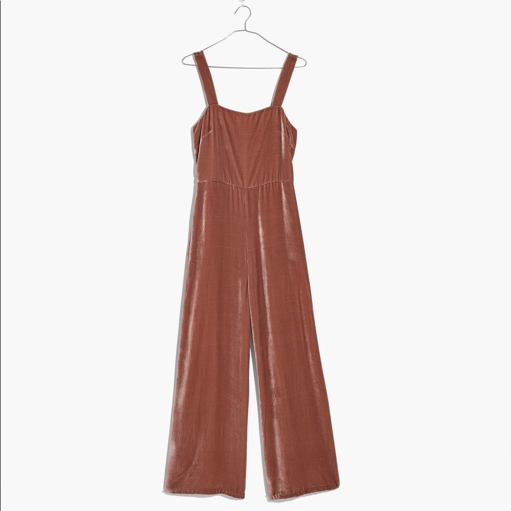 Madewell Blush Pink Velvet Wide-Leg Jumpsuit
